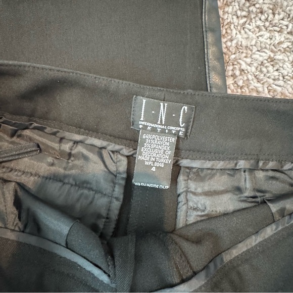 INC International Concepts Black Pants with Faux Leather Detail - Picture 4 of 4
